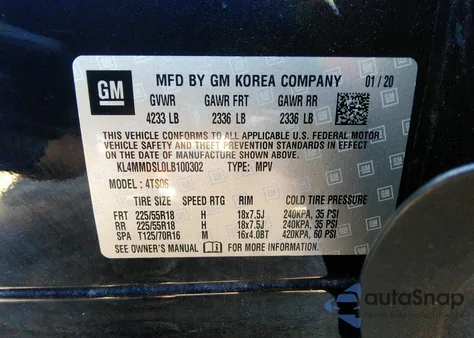 2020 Buick Encore Gx Fwd Select из США, поврежденный, VIN KL4MMDSL0LB100302